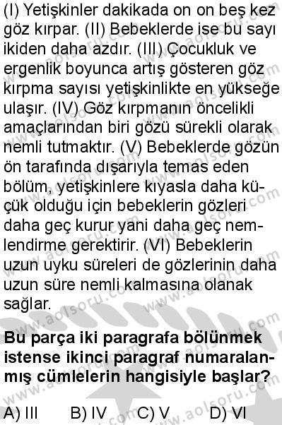 Seçmeli Türk Dili ve Edebiyatı 3 Dersi 2024-2025 yılı 3. Dönem sınavı 6. Soru
