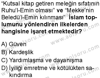 İslam Kültür ve Medeniyeti 1 Dersi 2024-2025 yılı 3. Dönem sınavı 7. Soru