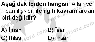 İslam Kültür ve Medeniyeti 1 Dersi 2024-2025 yılı 3. Dönem sınavı 8. Soru