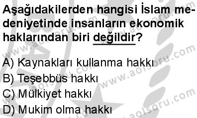 İslam Kültür ve Medeniyeti 1 Dersi 2024-2025 yılı 3. Dönem sınavı 9. Soru