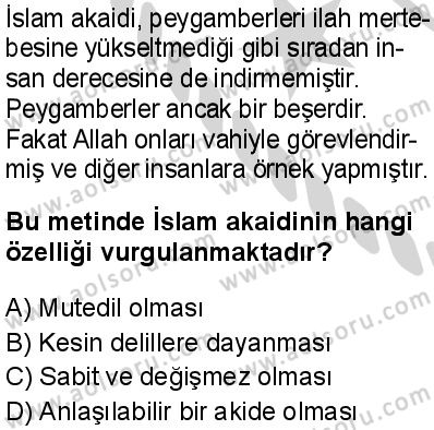 Akaid 1 Dersi 2024-2025 yılı 3. Dönem sınavı 3. Soru