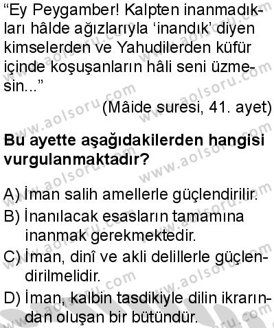 Akaid 1 Dersi 2024-2025 yılı 3. Dönem sınavı 4. Soru