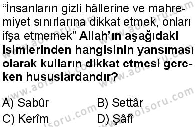 Akaid 1 Dersi 2024-2025 yılı 3. Dönem sınavı 7. Soru