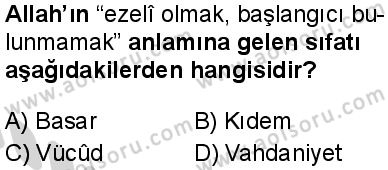 Akaid 1 Dersi 2024-2025 yılı 3. Dönem sınavı 8. Soru