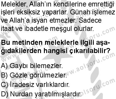 Akaid 1 Dersi 2024-2025 yılı 3. Dönem sınavı 9. Soru