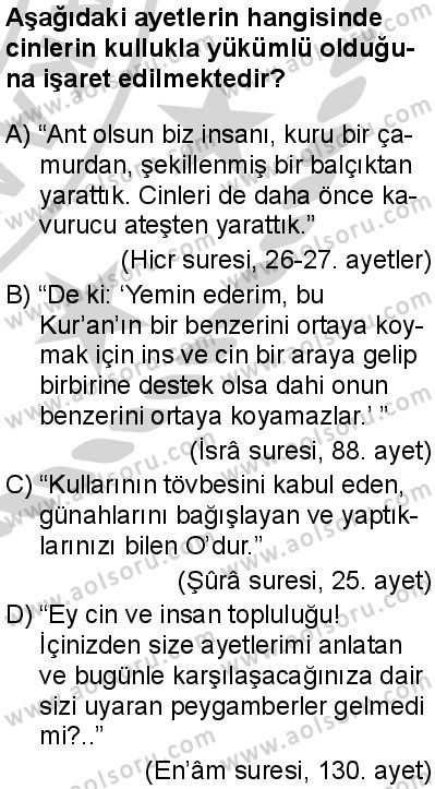 Akaid 1 Dersi 2024-2025 yılı 3. Dönem sınavı 10. Soru