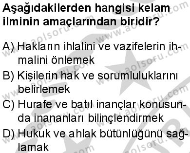 Kelam 1 Dersi 2024-2025 yılı 3. Dönem sınavı 2. Soru
