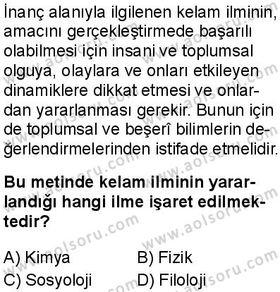 Kelam 1 Dersi 2024-2025 yılı 3. Dönem sınavı 5. Soru