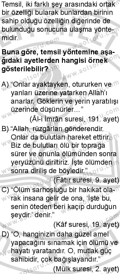 Kelam 1 Dersi 2024-2025 yılı 3. Dönem sınavı 6. Soru