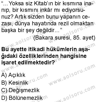Kelam 1 Dersi 2024-2025 yılı 3. Dönem sınavı 8. Soru