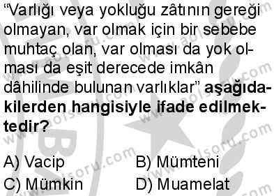 Kelam 1 Dersi 2024-2025 yılı 3. Dönem sınavı 9. Soru