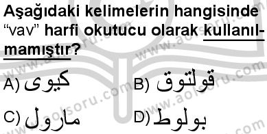 Osmanlı Türkçesi 1 Dersi 2024-2025 yılı 3. Dönem sınavı 7. Soru