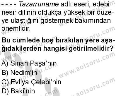 Osmanlı Türkçesi 1 Dersi 2024-2025 yılı 3. Dönem sınavı 10. Soru