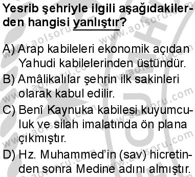 Siyer 1 Dersi 2024-2025 yılı 3. Dönem sınavı 6. Soru