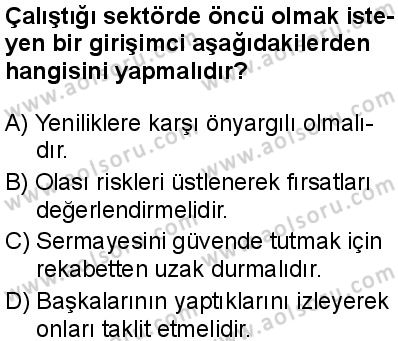 Seçmeli Girişimcilik 1 Dersi 2024-2025 yılı 3. Dönem sınavı 3. Soru