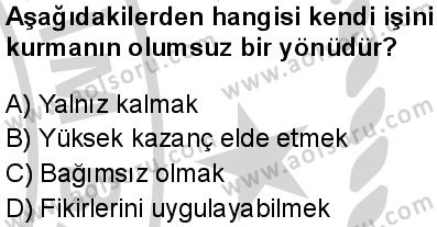 Seçmeli Girişimcilik 1 Dersi 2024-2025 yılı 3. Dönem sınavı 5. Soru