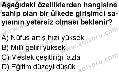 Seçmeli Girişimcilik 1 Dersi 2024-2025 yılı 3. Dönem sınavı 7. Soru