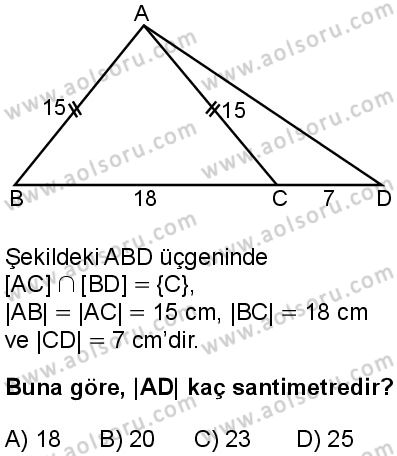 Matematik 2 Dersi 2024-2025 yılı 3. Dönem sınavı 4. Soru