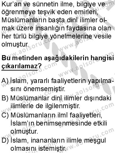 Din Kültürü ve Ahlak Bilgisi 7 Dersi 2024-2025 yılı 3. Dönem sınavı 4. Soru