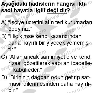 Din Kültürü ve Ahlak Bilgisi 8 Dersi 2024-2025 yılı 3. Dönem sınavı 3. Soru