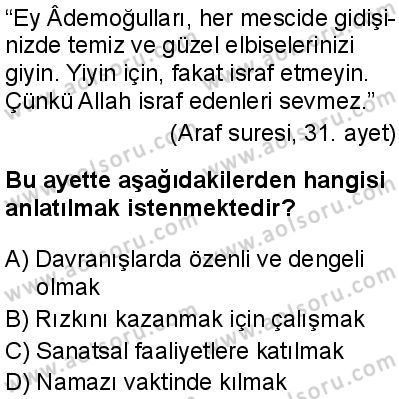 Din Kültürü ve Ahlak Bilgisi 8 Dersi 2024-2025 yılı 3. Dönem sınavı 5. Soru