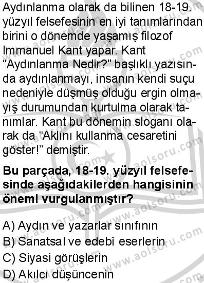 Felsefe 4 Dersi 2024-2025 yılı 3. Dönem sınavı 1. Soru