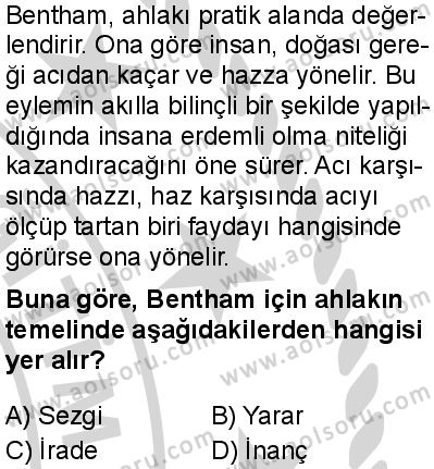 Felsefe 4 Dersi 2024-2025 yılı 3. Dönem sınavı 4. Soru