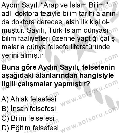 Felsefe 4 Dersi 2024-2025 yılı 3. Dönem sınavı 8. Soru
