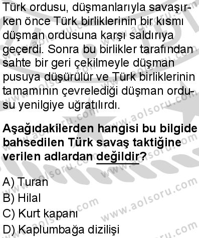 Tarih 1 Dersi 2024-2025 yılı 3. Dönem sınavı 9. Soru