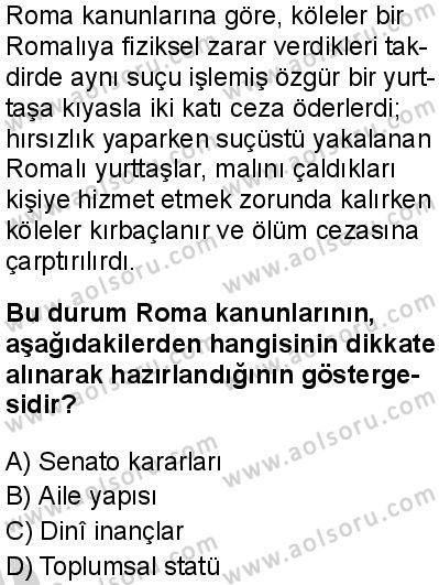 Tarih 1 Dersi 2024-2025 yılı 3. Dönem sınavı 10. Soru