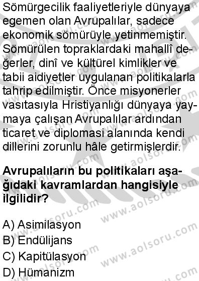 Seçmeli Tarih 1 Dersi 2024-2025 yılı 3. Dönem sınavı 9. Soru