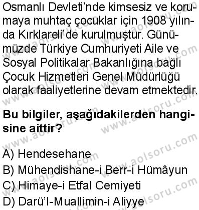 Seçmeli Tarih 1 Dersi 2024-2025 yılı 3. Dönem sınavı 10. Soru