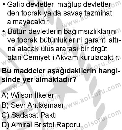 T.C. İnklap Tarihi ve Atatürkçülük 1 Dersi 2024-2025 yılı 3. Dönem sınavı 2. Soru