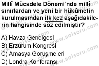 T.C. İnklap Tarihi ve Atatürkçülük 1 Dersi 2024-2025 yılı 3. Dönem sınavı 4. Soru