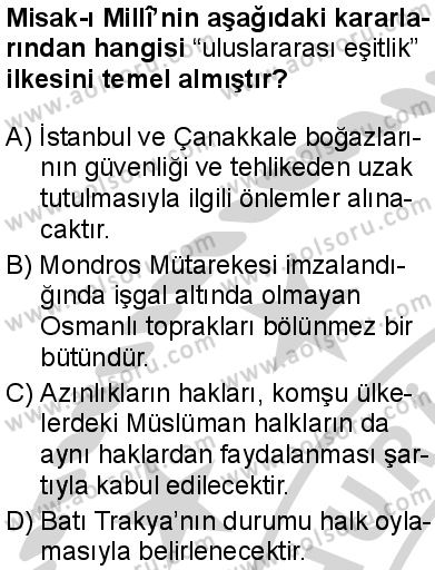 T.C. İnklap Tarihi ve Atatürkçülük 1 Dersi 2024-2025 yılı 3. Dönem sınavı 5. Soru
