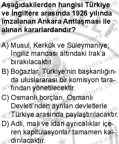 T.C. İnklap Tarihi ve Atatürkçülük 1 Dersi 2024-2025 yılı 3. Dönem sınavı 9. Soru