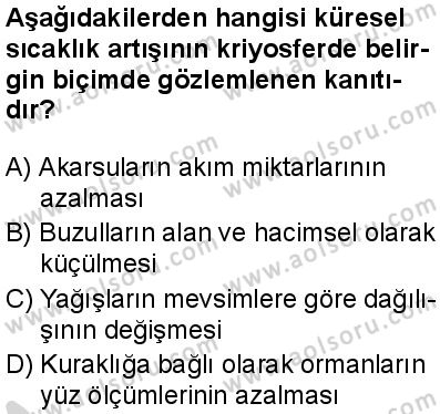 Coğrafya 2 Dersi 2024-2025 yılı 3. Dönem sınavı 1. Soru