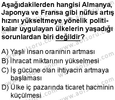 Coğrafya 2 Dersi 2024-2025 yılı 3. Dönem sınavı 4. Soru