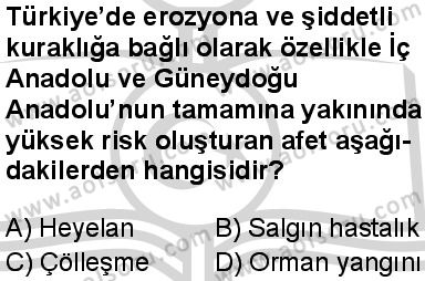 Coğrafya 2 Dersi 2024-2025 yılı 3. Dönem sınavı 9. Soru