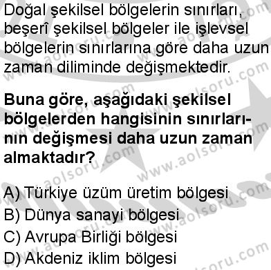 Coğrafya 2 Dersi 2024-2025 yılı 3. Dönem sınavı 10. Soru