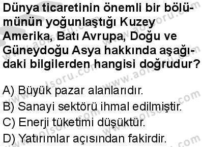Seçmeli Coğrafya 2 Dersi 2024-2025 yılı 3. Dönem sınavı 3. Soru