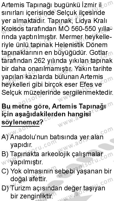 Seçmeli Coğrafya 2 Dersi 2024-2025 yılı 3. Dönem sınavı 4. Soru