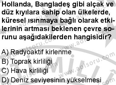 Seçmeli Coğrafya 2 Dersi 2024-2025 yılı 3. Dönem sınavı 8. Soru