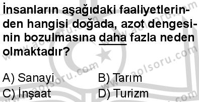 Seçmeli Coğrafya 2 Dersi 2024-2025 yılı 3. Dönem sınavı 9. Soru