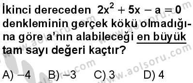 Matematik 4 Dersi 2024-2025 yılı 3. Dönem sınavı 2. Soru