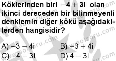 Matematik 4 Dersi 2024-2025 yılı 3. Dönem sınavı 3. Soru