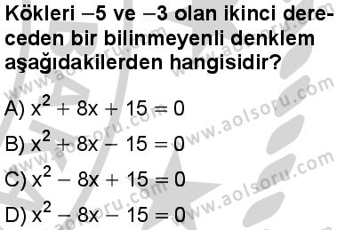 Matematik 4 Dersi 2024-2025 yılı 3. Dönem sınavı 4. Soru