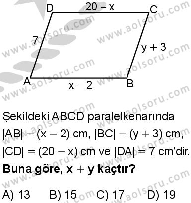 Matematik 4 Dersi 2024-2025 yılı 3. Dönem sınavı 5. Soru