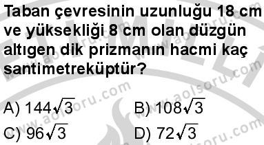 Matematik 4 Dersi 2024-2025 yılı 3. Dönem sınavı 10. Soru