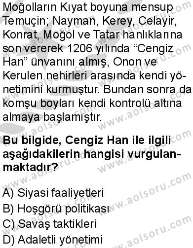 Seçmeli Ortak Türk Tarihi 2 Dersi 2024-2025 yılı 3. Dönem sınavı 2. Soru